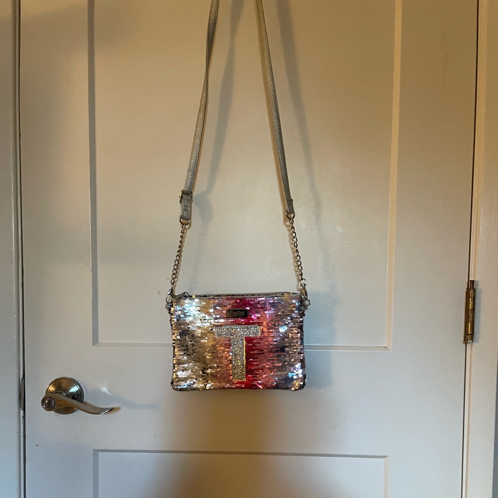 T Justice kids purse, sequence, silver, multicolored